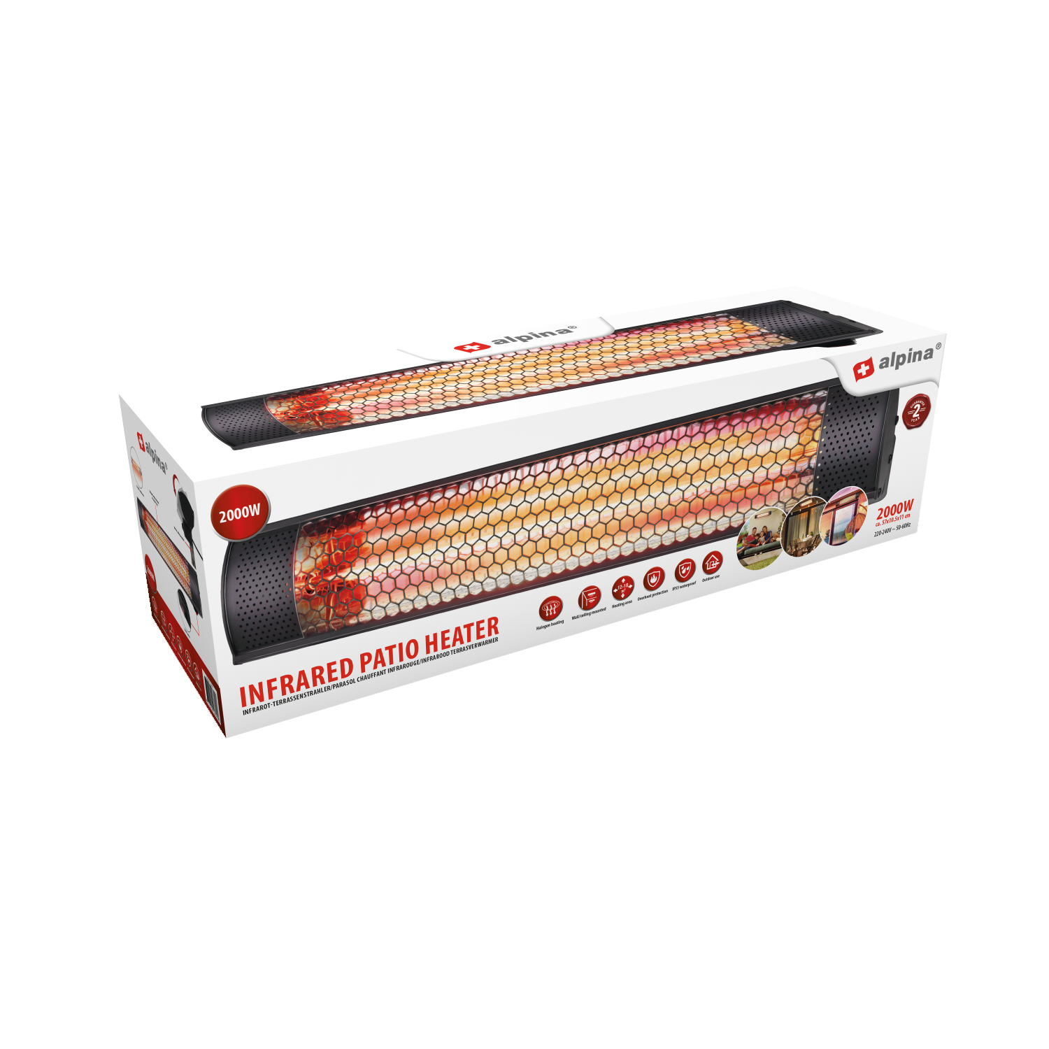 Heater Wall 2000W Gold Halogen