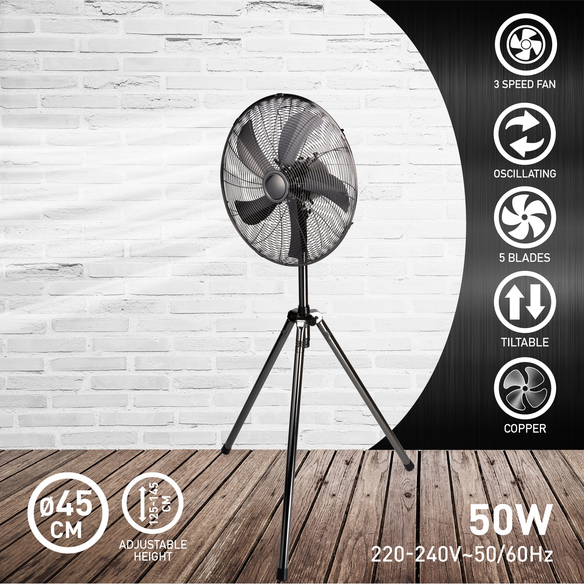 Fan Standing 45Cm 50W 230V