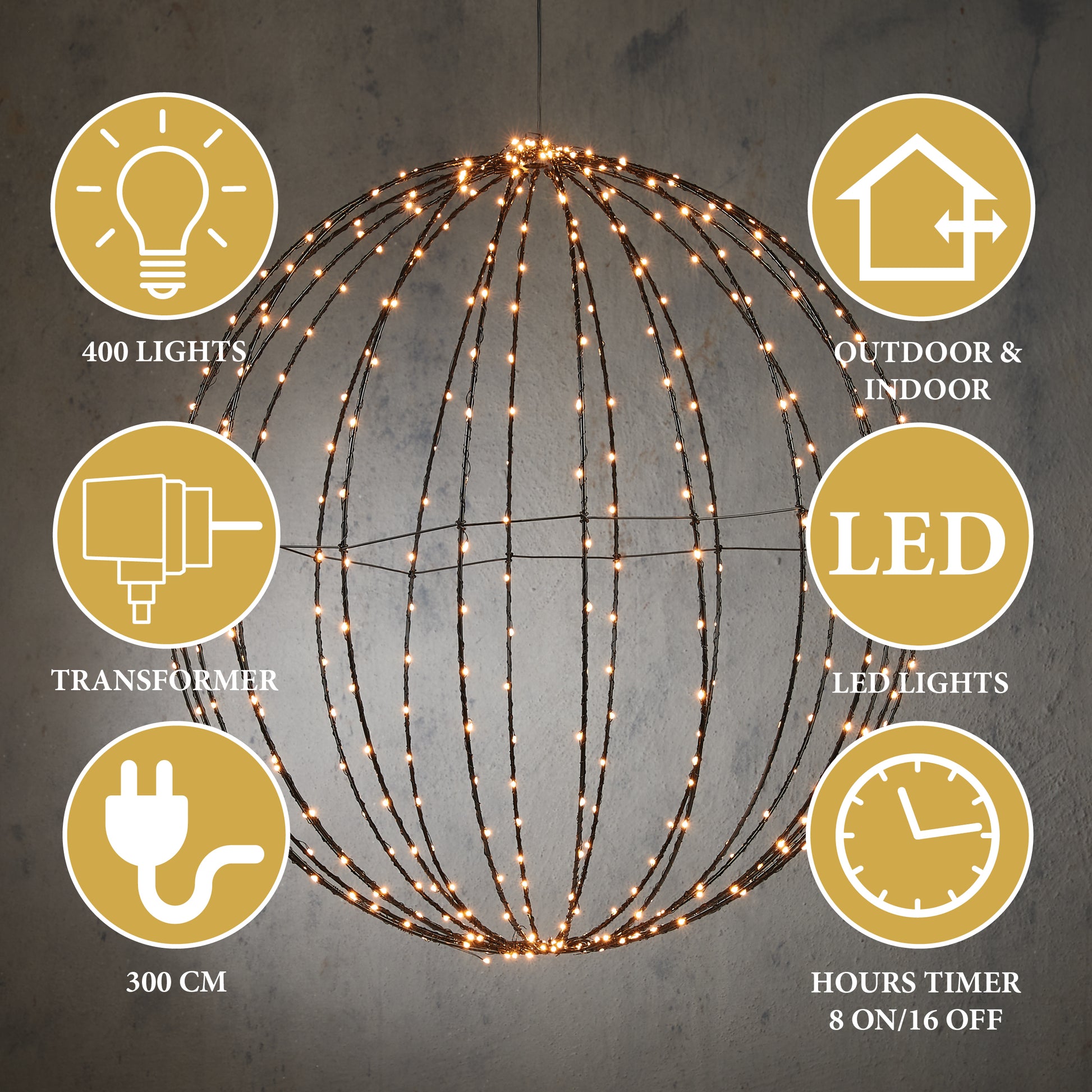 Ball Warm White 400Led 60Cm