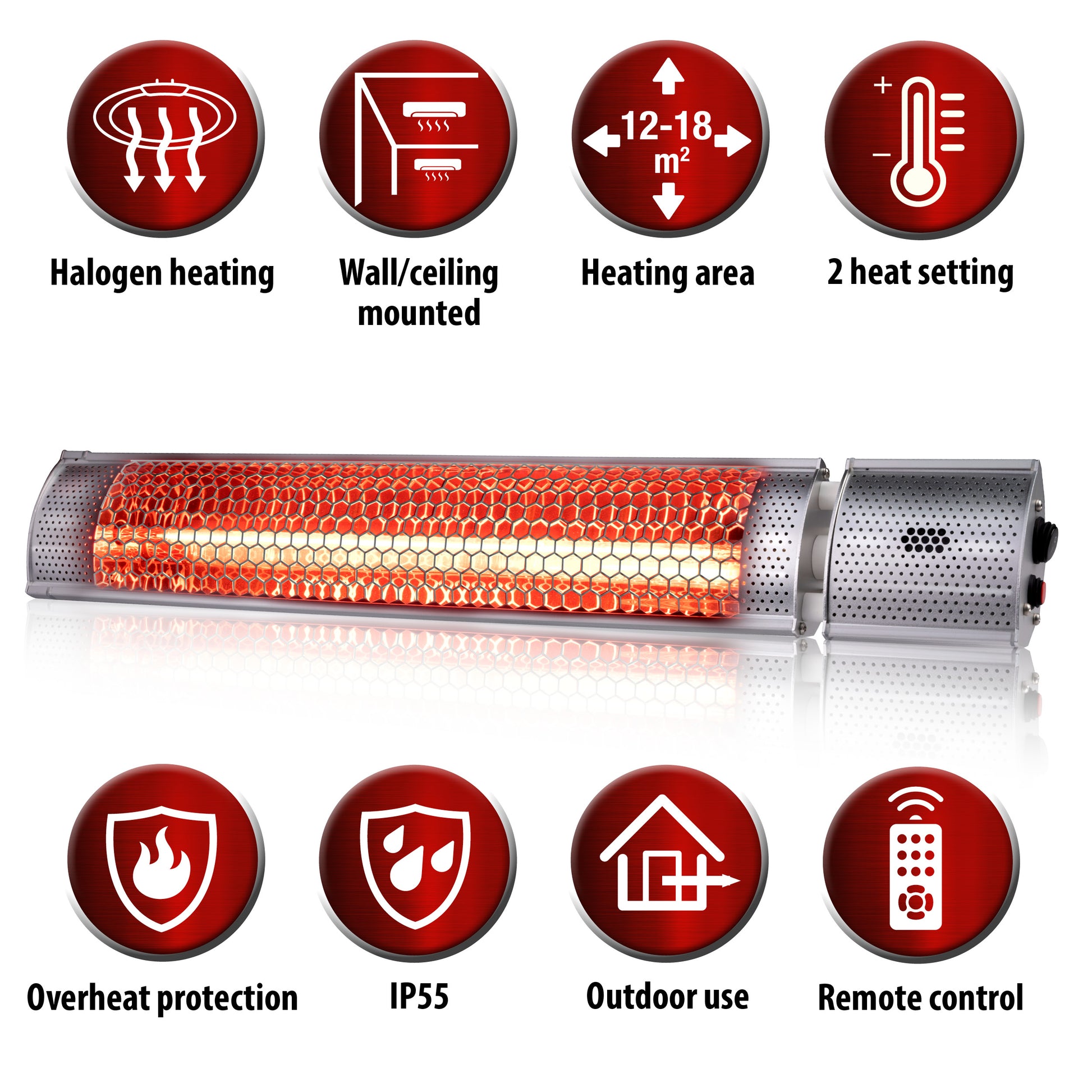 Heater Wall 2000W Gold Halogen