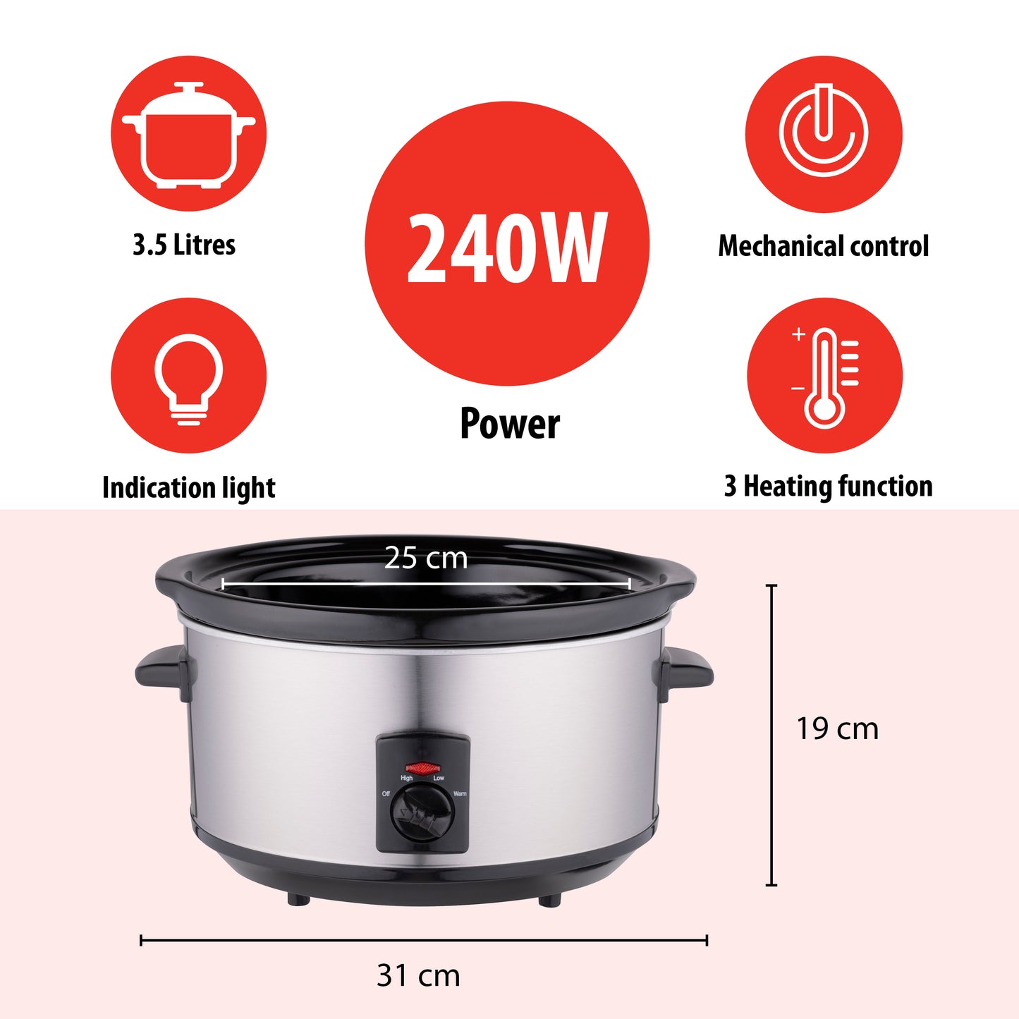 Slow Cooker 3.5L 240W