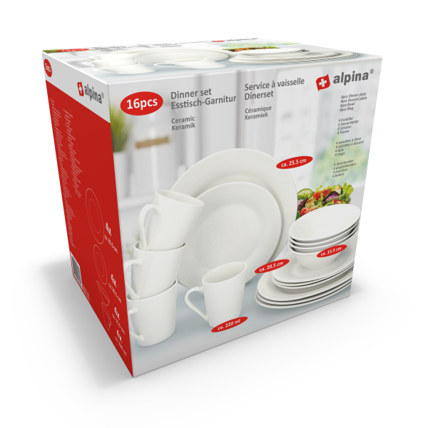 Dinnerset 16Pcs White Sw