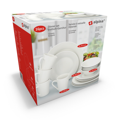 Dinnerset 16Pcs White Sw