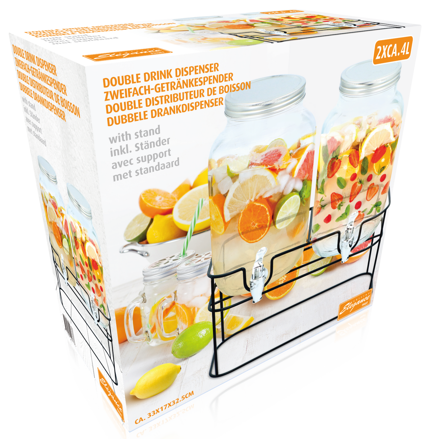 Drink Disp With Stand 4Lx 2Pcs