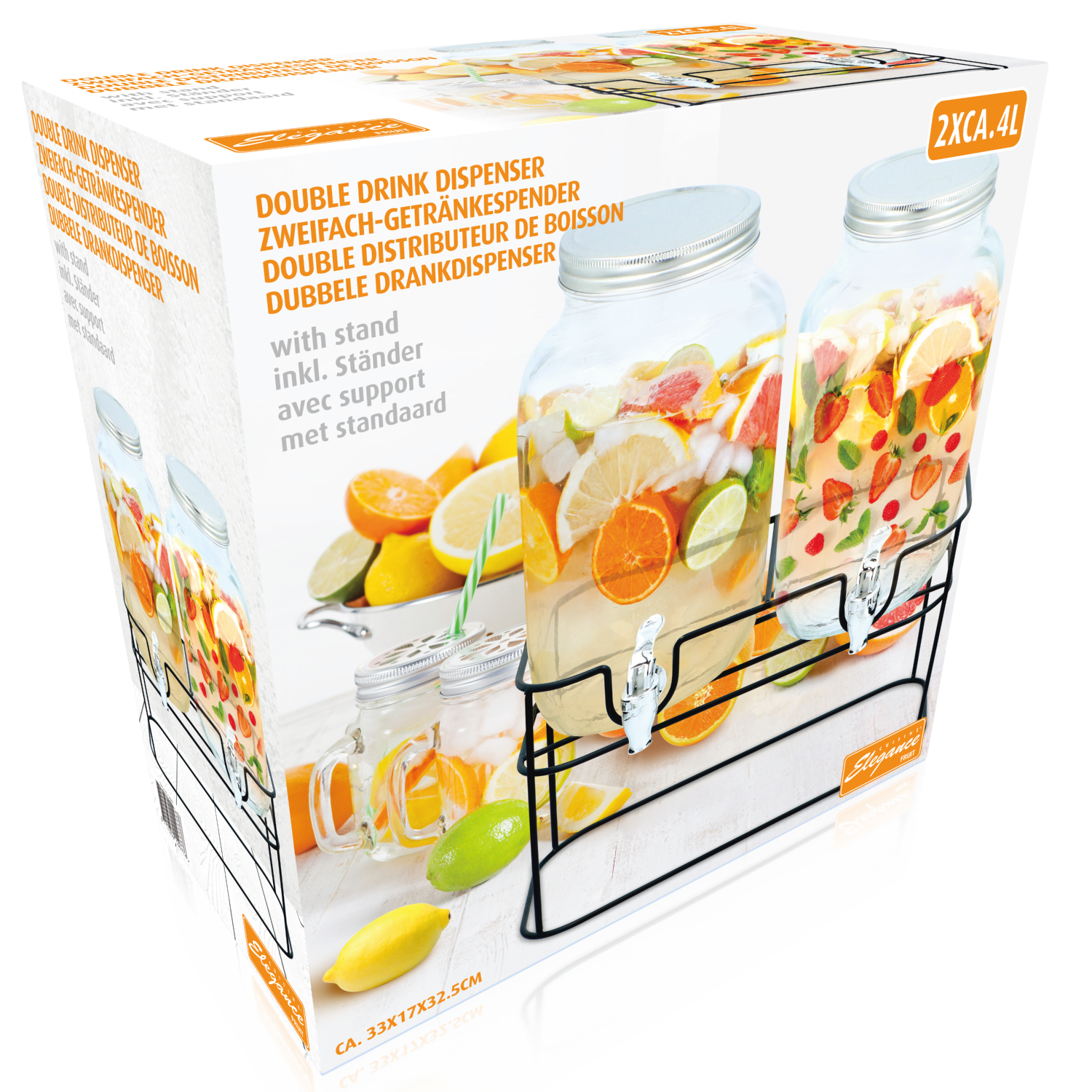 Drink Disp With Stand 4Lx 2Pcs