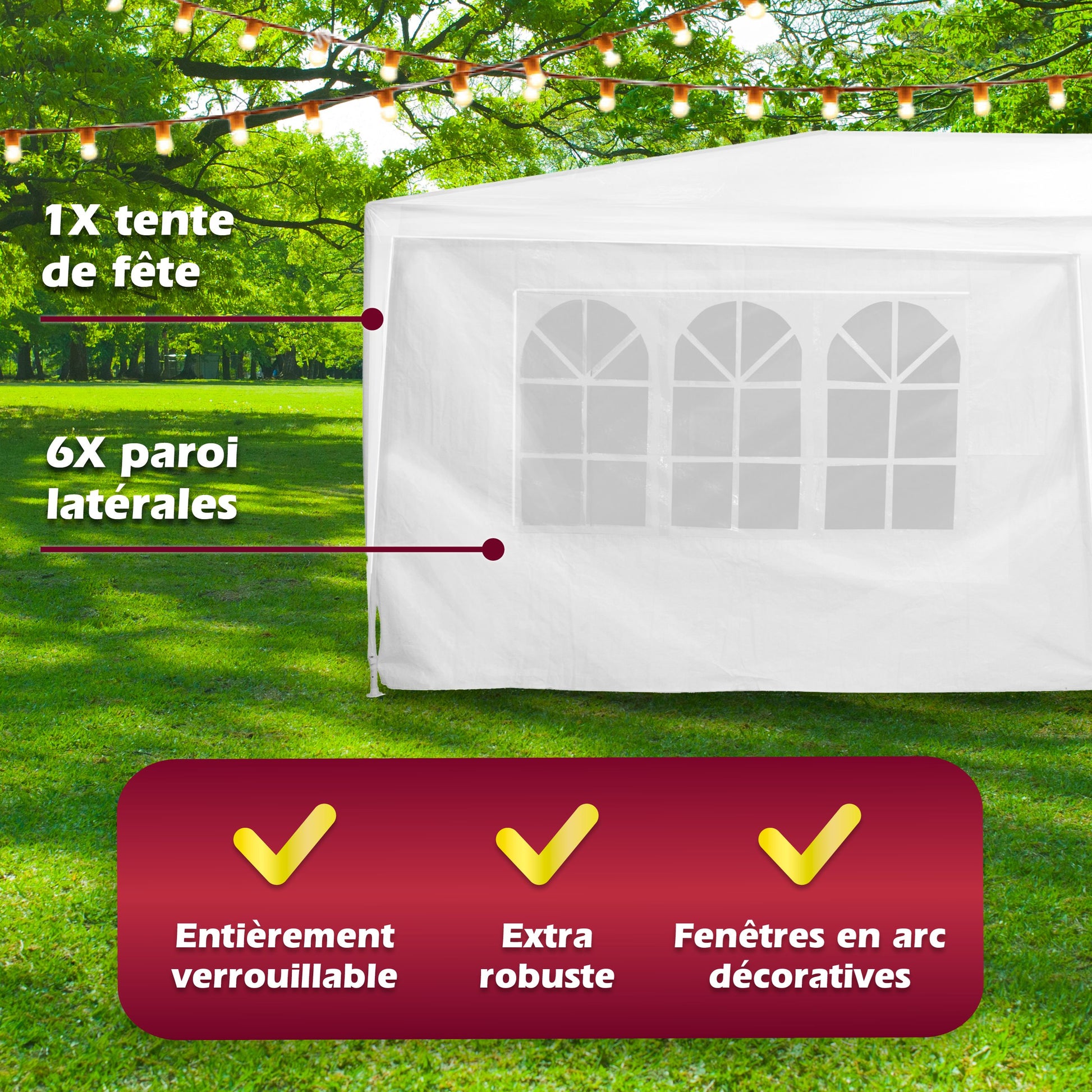 Gazebo&Sidewalls 2.5X6X3M, Wit