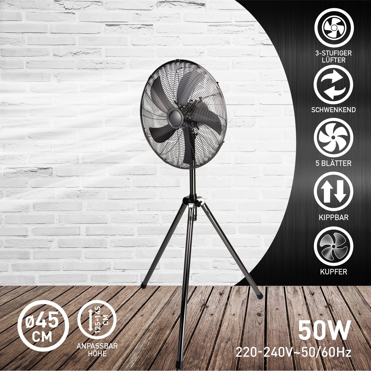 Fan Standing 45Cm 50W 230V