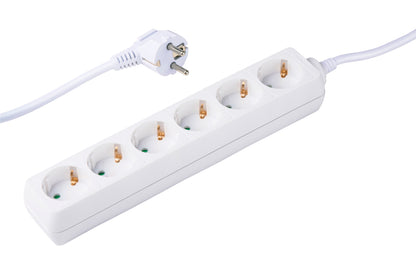 Socket 6 Way 3X1.5Mm 1.5M Wht