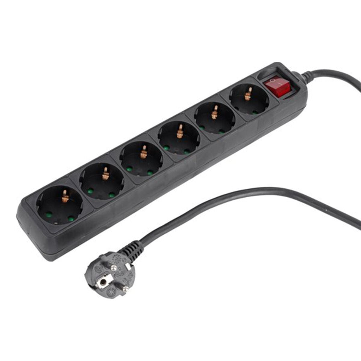 Socket 6 Way With Switch 1.5M Blk
