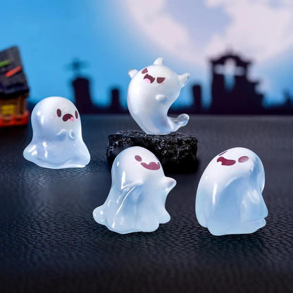 Set Of 6 Ghosts -  Glow-In-The-Dark Forest Spirits Miniature - Elf Figure Ghost Fairy Garden Plant - Kodama Family Set