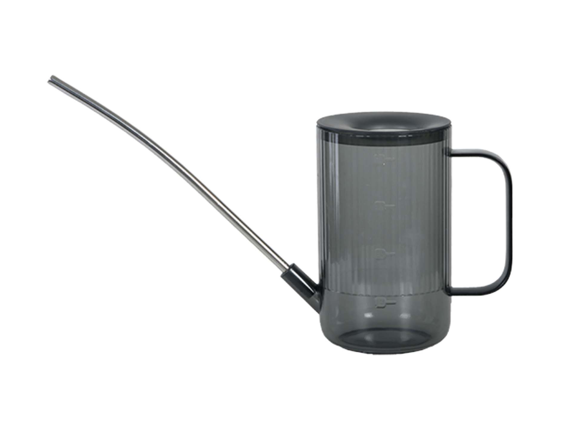 Ribbed Watering Can - 22 Cm - Plastic With Stainless Steel Spout - Gray - Green - Brown