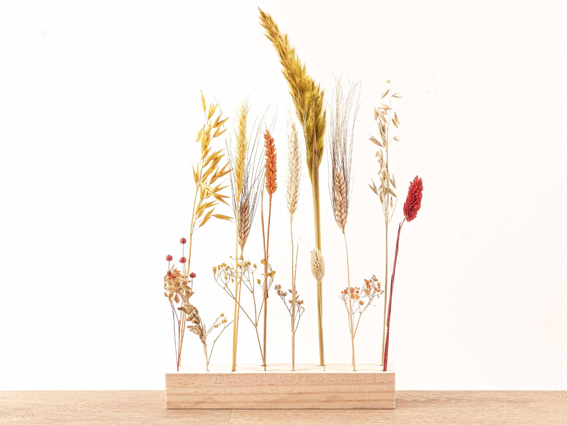 Flowerhero® - L - Wooden Dried Flower Stand + Dried Floral Arrangement
