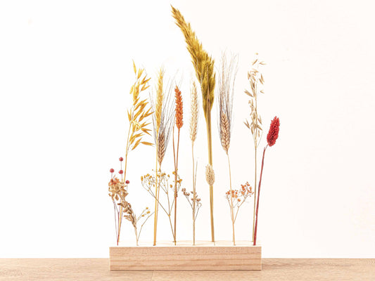Flowerhero® - L - Wooden Dried Flower Stand + Dried Floral Arrangement