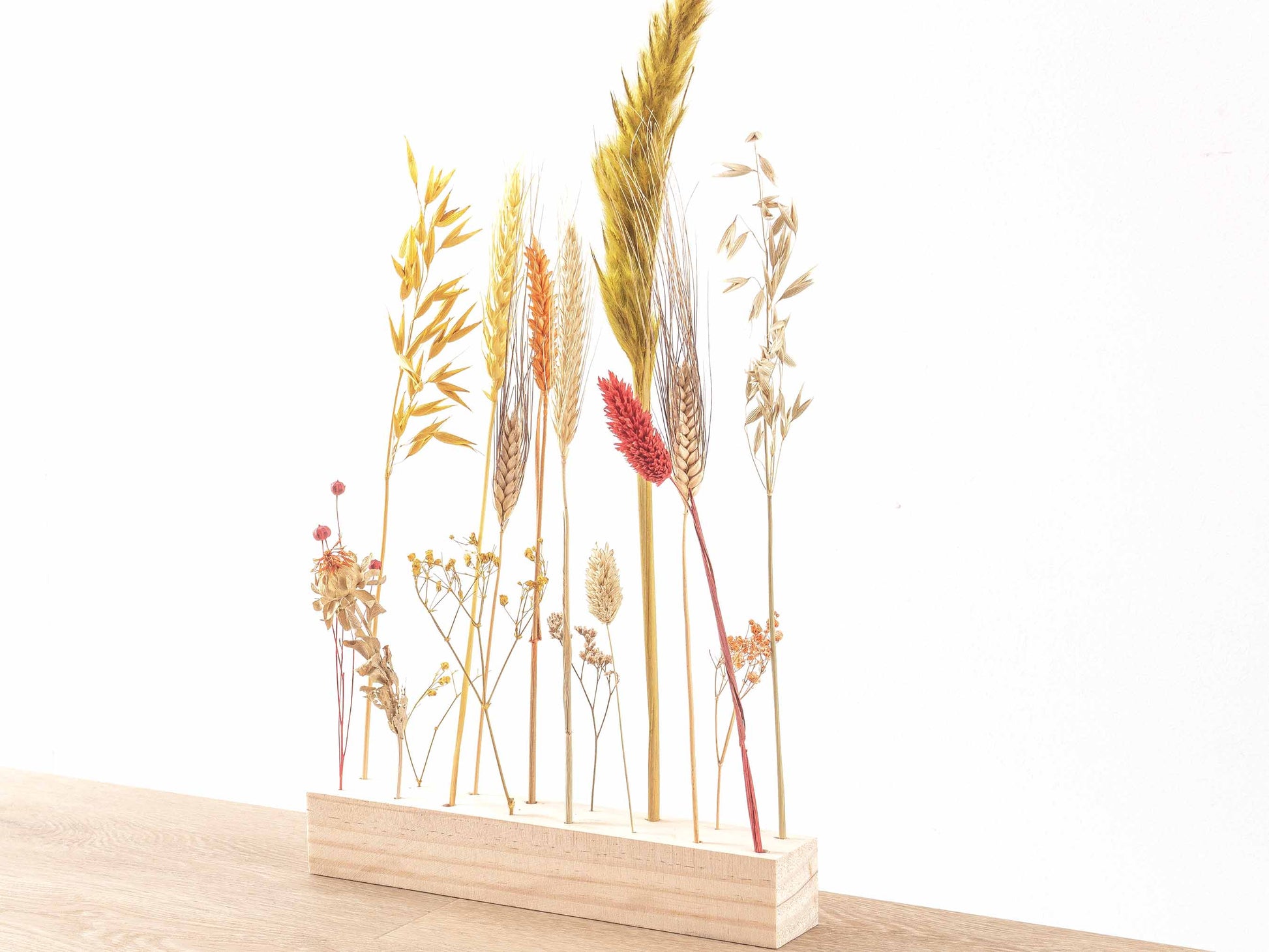 Flowerhero® - L - Wooden Dried Flower Stand + Dried Floral Arrangement