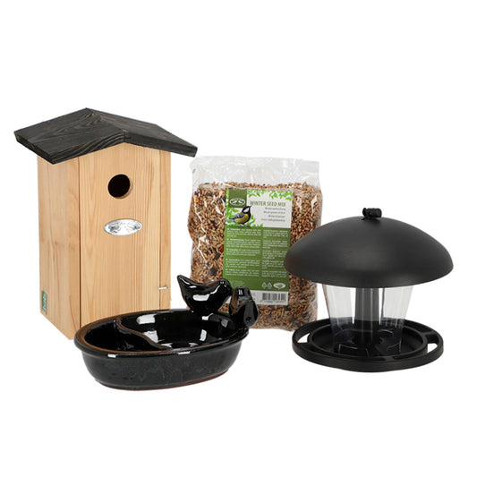 Complete Bird Package - Birdhouse And Bird Food - Garden Accessories