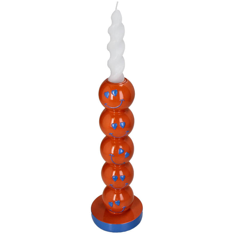 Smiley Polyresin Candle Holder Orange 9X9X26.5Cm
