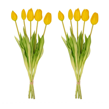 Vase Lady ‘Kylie’ ↑ 27 Cm + 10X Real Touch Tulips Yellow