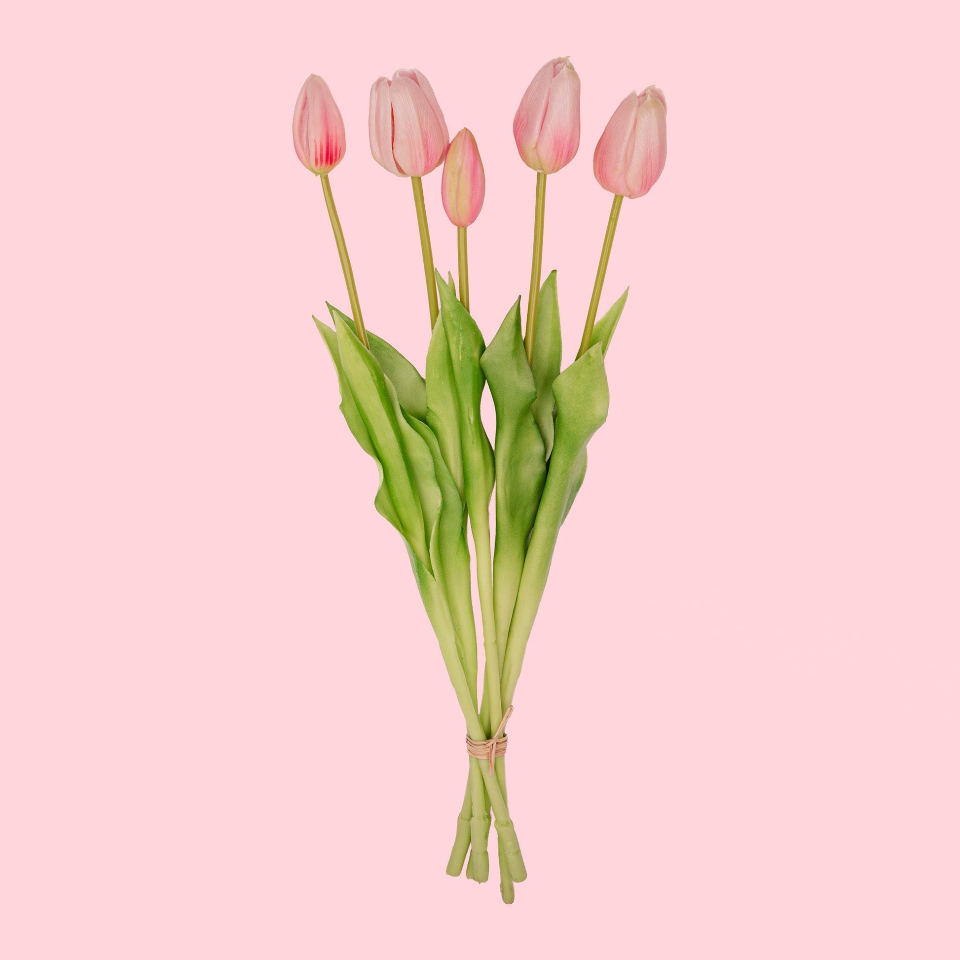Vase Strawberry Girl + 10X Real Touch Tulip Pink - Silk Artificial Tulips