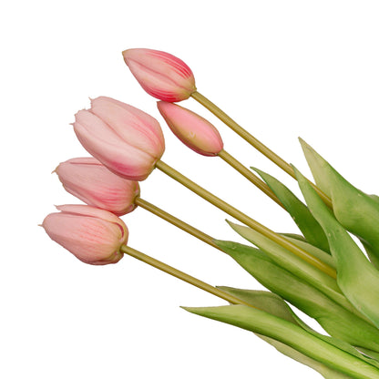 Vase Strawberry Girl + 10X Real Touch Tulip Pink - Silk Artificial Tulips
