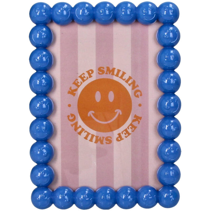 Photo Frame Smiley Polyresin Blue 10X15Cm