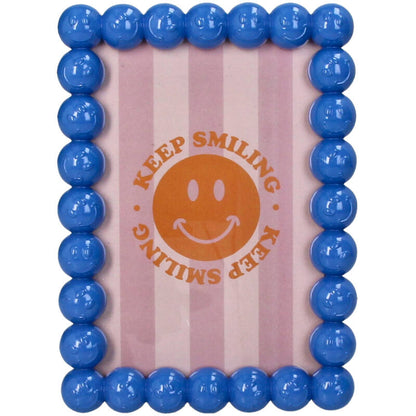 Photo Frame Smiley Polyresin Blue 10X15Cm