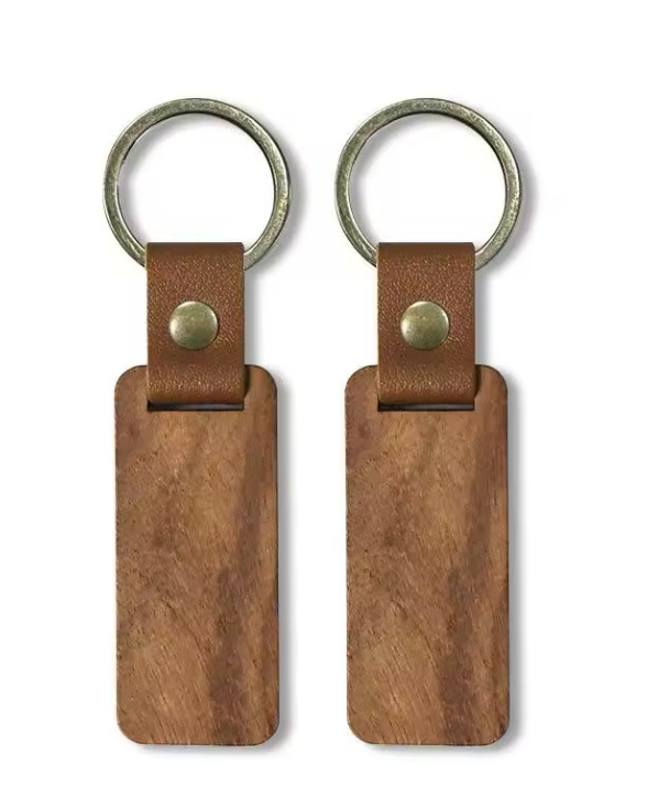 Sleutelhanger - Lederen Sublimatie Blanco Houten