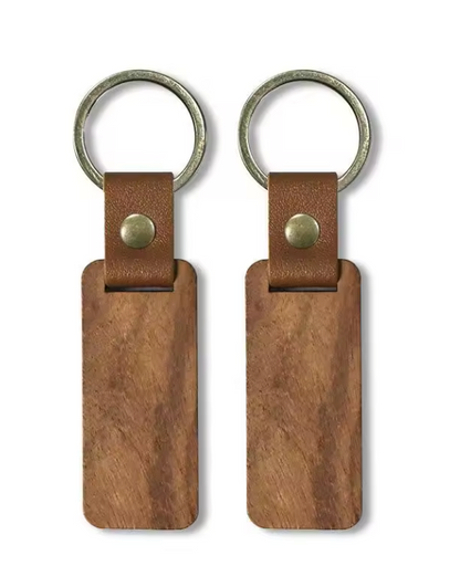 Sleutelhanger - Lederen Sublimatie Blanco Houten