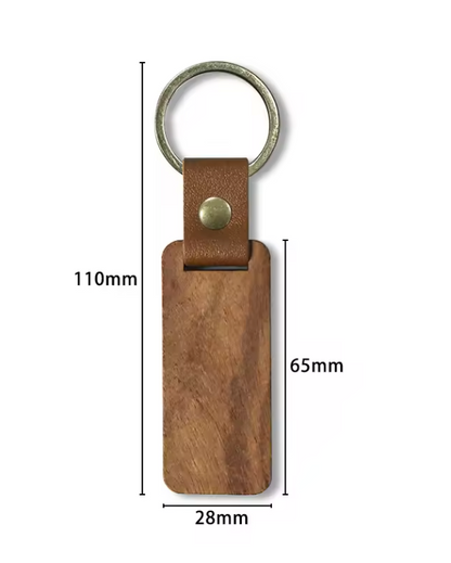 Sleutelhanger - Lederen Sublimatie Blanco Houten